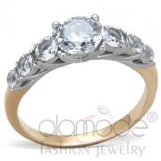 Wholesale Elegant Trellis Two-Tone Stainless Steel AAA Grade CZ Ring