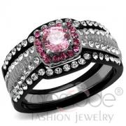 Wholesale Black Lust Stainless Steel AAA Grade CZ Wedding Ring Set