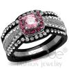 Black Lust Stainless Steel AAA Grade CZ Wedding Ring Set