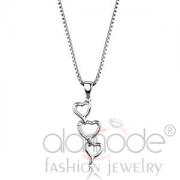 Wholesale Cascading Hearts Rhodium AAA Grade CZ Chain Pendant