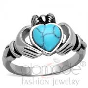 Wholesale Celtic Heart-in-Hand Stainless Steel Turquoise Ring