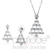 Wholesale Festive Xmas Tree Rhodium AAA Grade CZ Jewelry Set