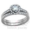 Haloed Heart Stainless Steel AAA Grade CZ Wedding Ring Set