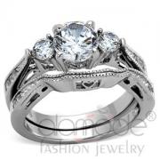 Wholesale Handsome Stainless Steel AAA Grade CZ Wedding Ring Set