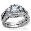 Handsome Stainless Steel AAA Grade CZ Wedding Ring Set
