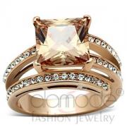 Wholesale Spiraled Rose Stainless Steel AAA Grade CZ Engagement Ring
