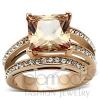 Spiraled Rose Stainless Steel AAA Grade CZ Engagement Ring
