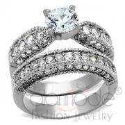Wholesale Dazzling Stainless Steel AAA Grade CZ Wedding Ring Set