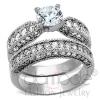 Dazzling Stainless Steel AAA Grade CZ Wedding Ring Set