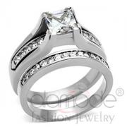 Wholesale Brilliant Stainless Steel AAA Grade CZ Wedding Ring Set