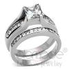 Brilliant Stainless Steel AAA Grade CZ Wedding Ring Set