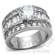 Wholesale Lustrous Stainless Steel AAA Grade CZ Wedding Ring Set
