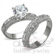 Wholesale Intricate Stainless Steel AAA Grade CZ Wedding Ring Set