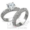 Intricate Stainless Steel AAA Grade CZ Wedding Ring Set