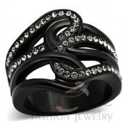Wholesale Black Interlaced Stainless Steel Top Grade Crystal Ring