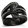 Black Interlaced Stainless Steel Top Grade Crystal Ring