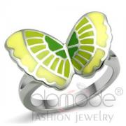 Wholesale Delightful Bright Butterfly Stainless Steel Epoxy Ring