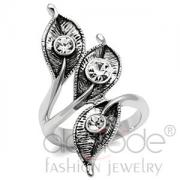 Wholesale Intricate Peacock Feathers Rhodium Top Grade Crystal Ring