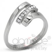 Wholesale Elegant Swirl Stainless Steel Top Grade Crystal Ring
