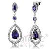 Graceful Amethyst Rhodium AAA Grade CZ Dangle Earrings