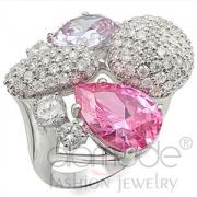 Wholesale Clustered Rose Rhodium AAA Grade CZ Statement/Cocktail Ring
