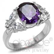 Wholesale Vintage Tapered Amethyst Stainless Steel CZ Engagement Ring