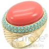 Chic Oval Cut Gold Plated Coral Cocktail/Statement Ring