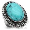 Exotic Stainless Steel Turquoise Cocktail/Statement Ring