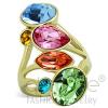 Colorful Gold Plated Stainless Steel Crystal Cluster Ring