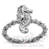 Seahorse Twisted Band Rhodium Plated Crystal Sea Life Ring