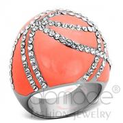 Wholesale Coral Pink Stainless Steel Crystal Cocktail/Statement Ring 