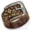 Playful Wide Belt Inspired Stainless Steel Crystal Ring