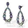 Multicolor Pear Shaped Light Black CZ Drop Earrings