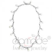 Wholesale Elegant 925 Sterling Silver Pearl Beaded Necklace