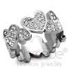 Valentine's Linked Hearts Stainless Steel Clear Crystal Ring