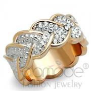 Wholesale Interlacing Hearts Rose Gold Stainless Steel Crystal Ring