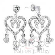Wholesale Heart 925 Sterling Silver Cubic Zirconia Chandelier Earrings