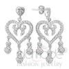 Heart 925 Sterling Silver Cubic Zirconia Chandelier Earrings