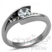 Wholesale Modern Stainless Steel Round Cut Clear CZ Engagement Ring