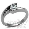Modern Stainless Steel Round Cut Clear CZ Engagement Ring