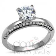 Wholesale Elegant Stainless Steel Round Cut Clear CZ Engagement Ring