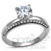 Elegant Stainless Steel Round Cut Clear CZ Engagement Ring