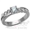 Classic With A Twist Stainless Steel CZ Engagement Ring