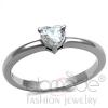 Classic Solitaire Stainless Steel Heart CZ Engagement Ring