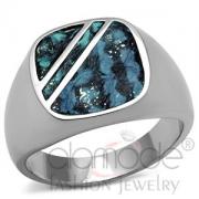 Wholesale Square Aquamarine Leather Stainless Steel Men