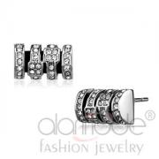 Wholesale Stylish High Polished Stainless Steel Clear Crystal Studs
