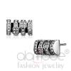 Stylish High Polished Stainless Steel Clear Crystal Studs