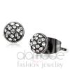 Pave Light Black Stainless Steel Clear Crystal Studs