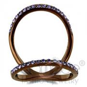 Wholesale Light Coffee Stainless Steel Purple Crystal Finger Cuff Ring