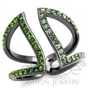 Wholesale Light Black Plated Stainless Steel Green Crystal Finger Cuff